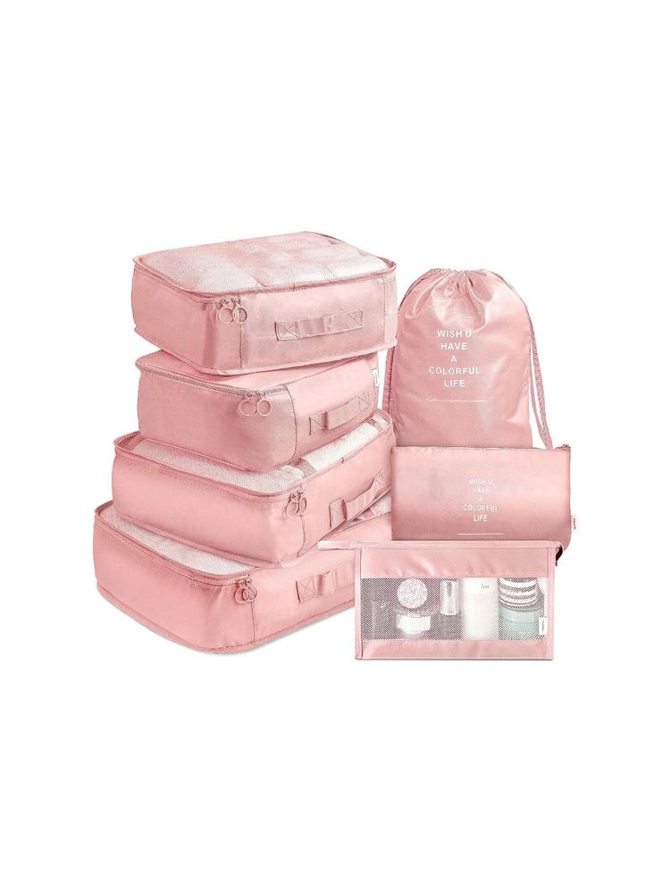 House of Quirk Clothes Packing Organizer Luggage Storage Organizer Pink (Pack of 7)-image-19