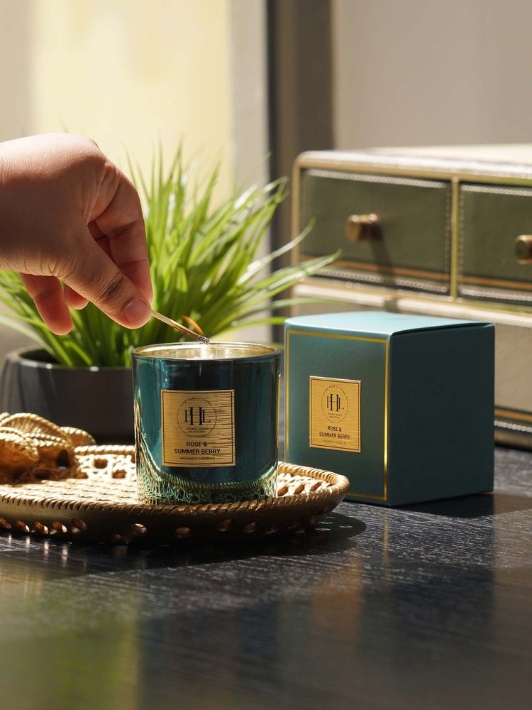 Pure Home + Living Teal Scented Wax Filled Candle Jar - Rose & Summer Berry-image-10