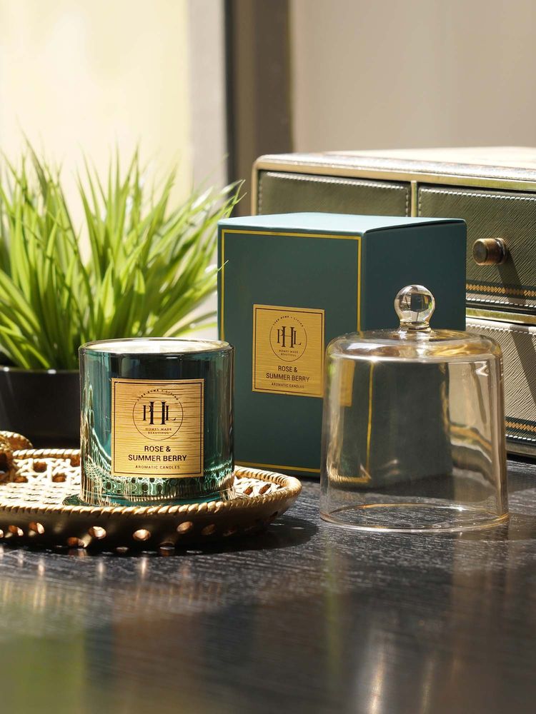 Pure Home + Living Teal Scented Wax Filled Bell Jar Candle - Rose & Summer Berry-image-16