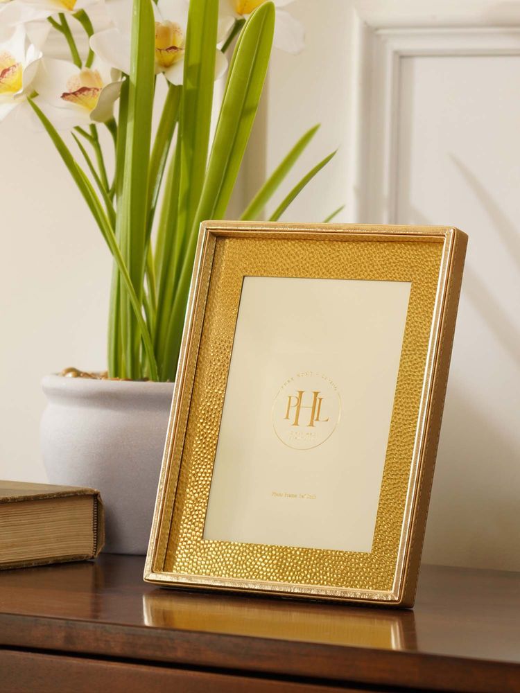 Pure Home + Living Gold Faux Leather Hammered Photo Frame-image-37
