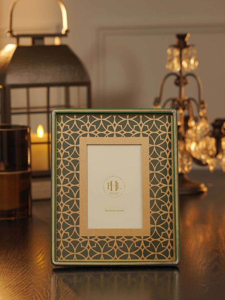 Pure Home + Living Green Printed Glass Fuax Leather Photo Frame 4x6 inch-image-47