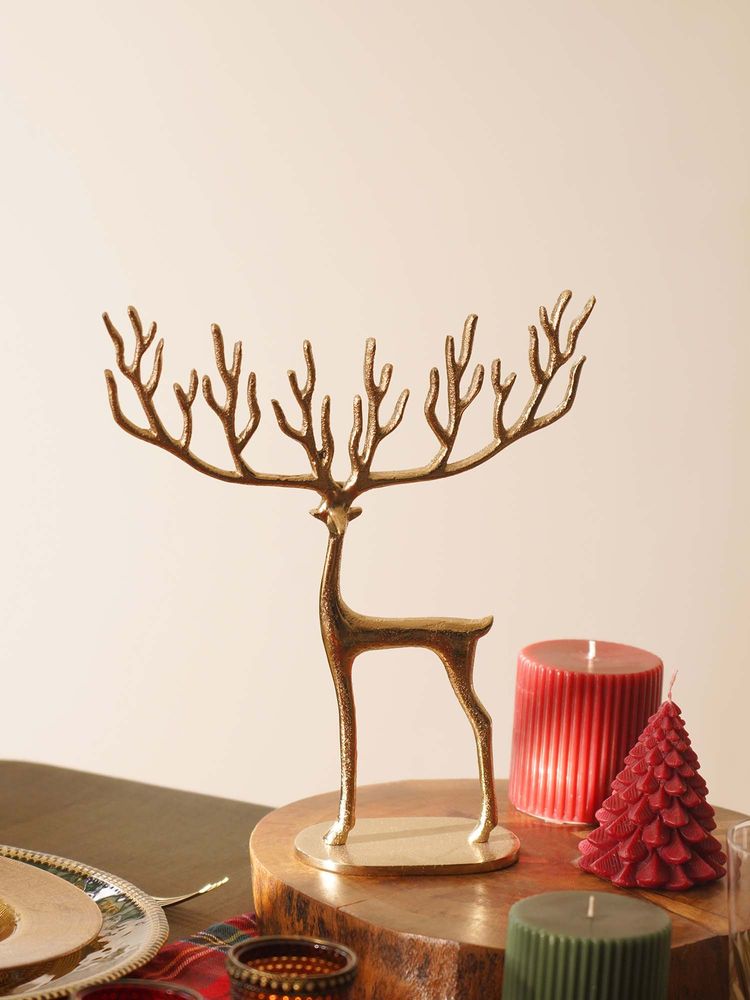 Pure Home + Living Gold Metal Standing Reindeer-picture-24