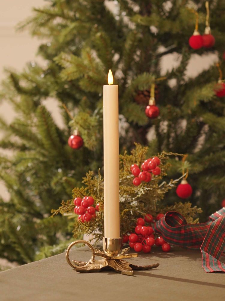 Pure Home + Living Gold Metal Candle Holder with Leaf Base-picture-23