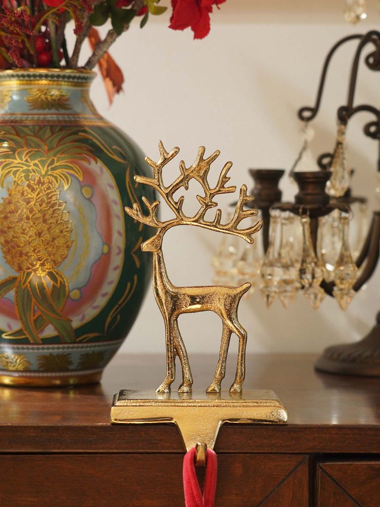 Pure Home + Living Gold Metal Reindeer Stocking Holder-picture-28