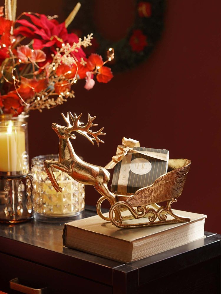 Pure Home + Living Gold Metal Reindeer with Sleigh-picture-16