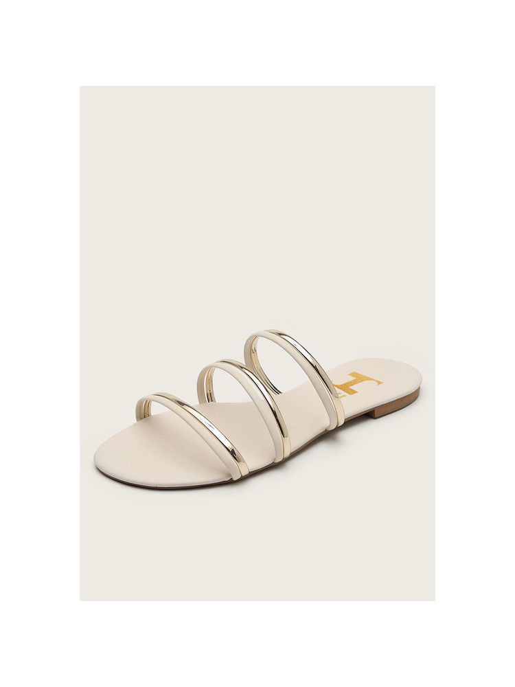 IRUSSH Memory Foam White & Gold Stripped Flats-picture-20