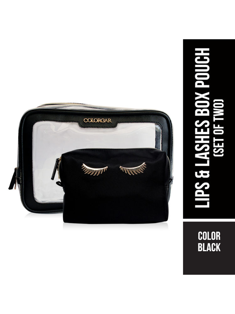 Colorbar Pouch Lips & Lashes Box Pouch(set Of 2) - Black