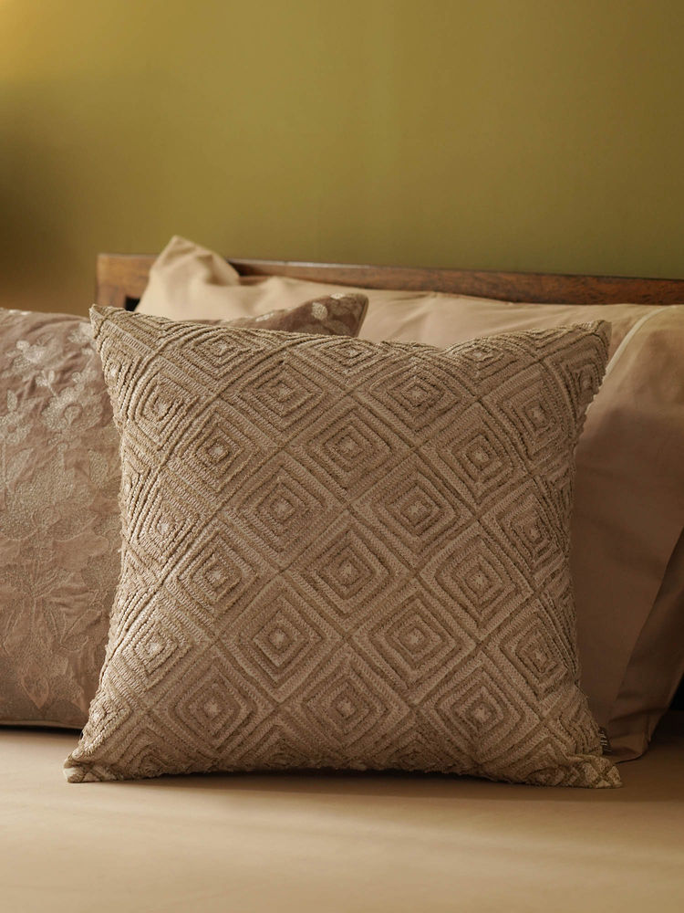 Pure Home + Living Beige Dori Embroidery Cushion Cover (16x16 Inches)-image-48