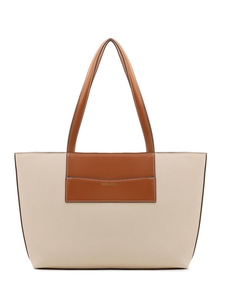 MIRAGGIO Maxine 15 Inch Tote Bag-Tan (Large)-image-0