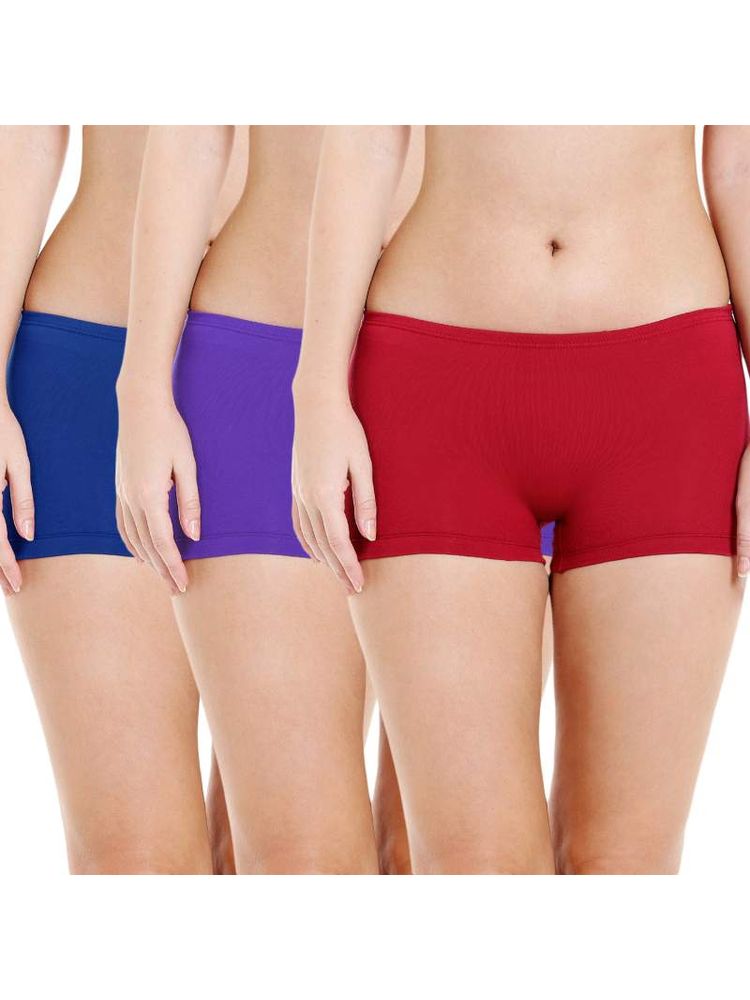 Bodycare Pack of 3 Boyshorts In Cotton Spandex - Multi-Color-picture-34
