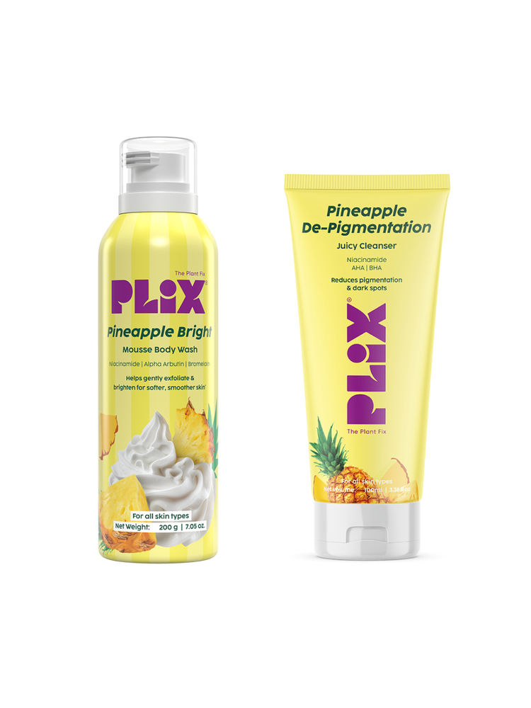 Plix Pineapple Brightening Foamy Mousse Body Wash & Juicy Cleanser Combo-image-21