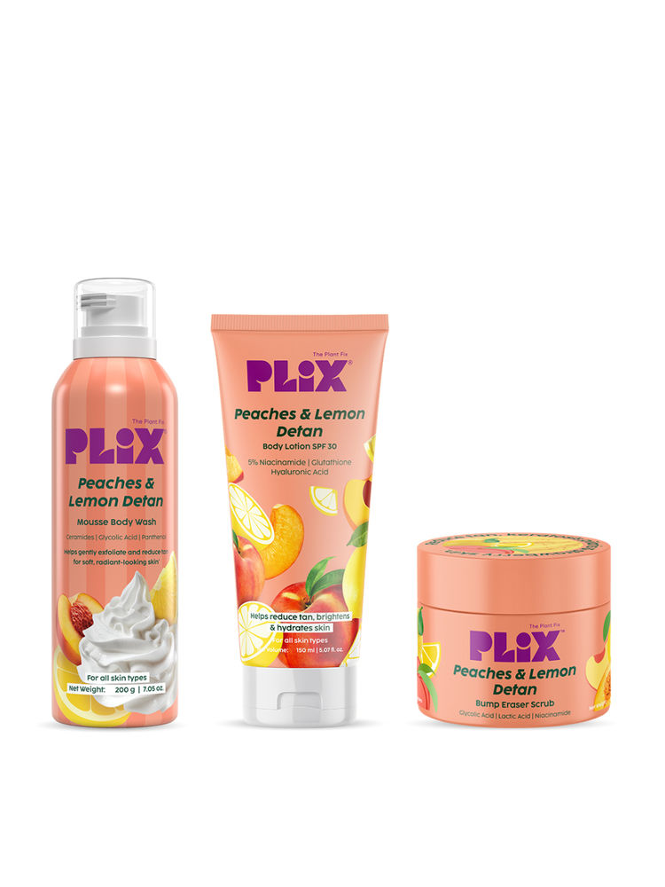 Plix Peaches & Lemon De-Tan Body Trio For Smooth & Hydrated Skin-image-13