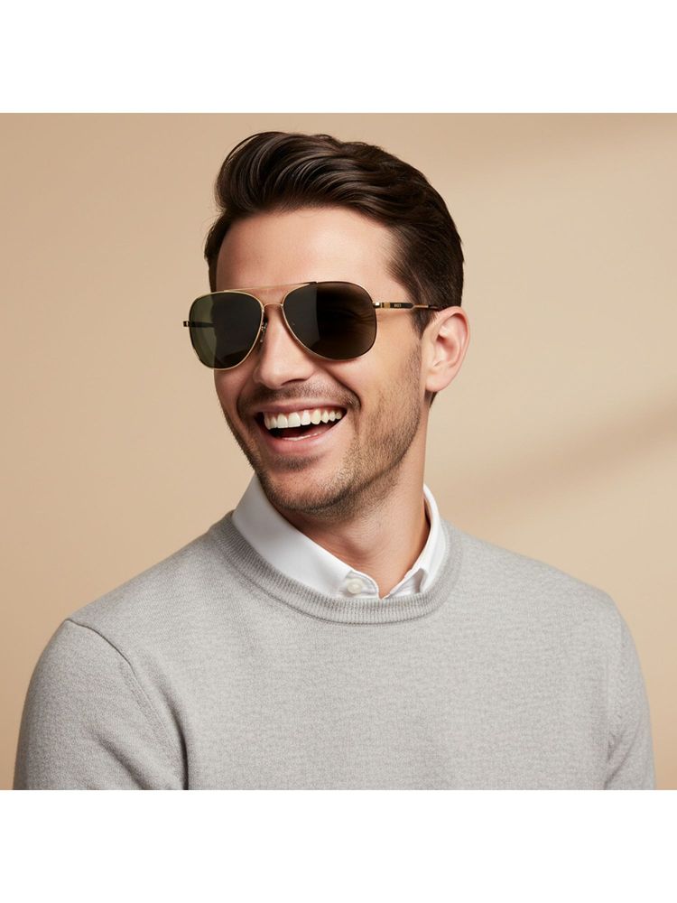 Scott Sunglasses Dark Green Lens Aviator Sunglasses With UV Protection (Scott 3213 Kai C1 S) (62)-image-0