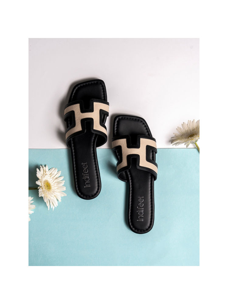 Indifeet Black Open Toe Pair Of Flats-picture-16