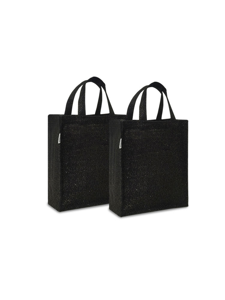 Earth Bags Festive Lurex Jute Gift Tote Bag in Black (Pack of 2)-image-33