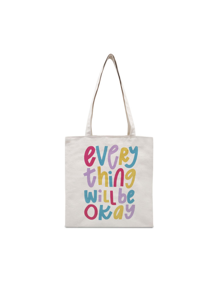 Earth Bags Everything Will Be Okay Bag with Zipper Off White-image-9
