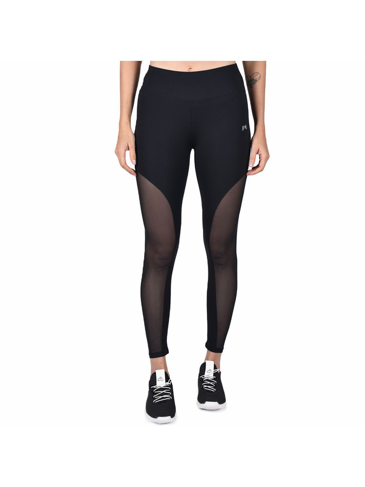 Muscle Torque Gym/yoga High Waist Half Side Mesh Tight - Black-picture-20