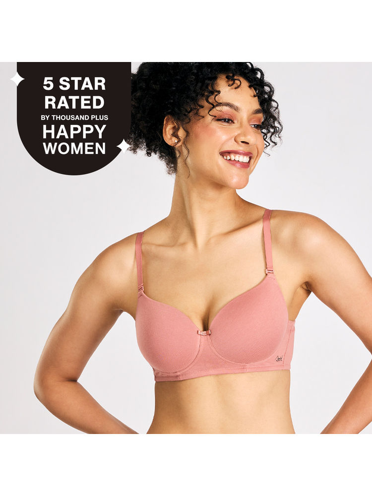 Nykd By Nykaa Breathe Cotton All Day Comfort Padded Non Wired T-Shirt Bra NYB198 D. Rose-picture-20