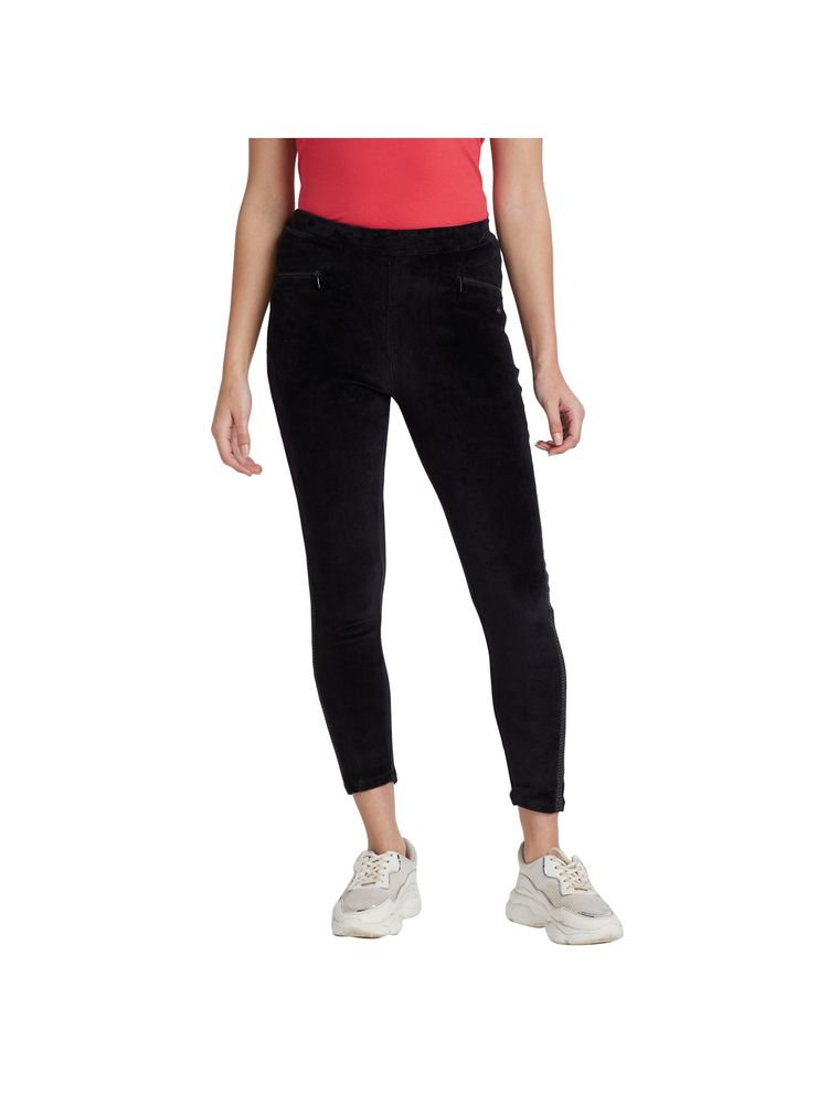 Being Human Black Slim Fit Women's Cotton Blend Leggings-picture-21