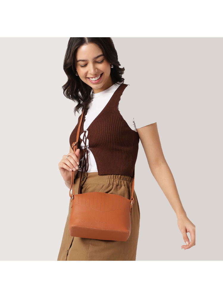 fastrack accessories Fastrack Tan Quilted Sling Bag for Women-picture-26
