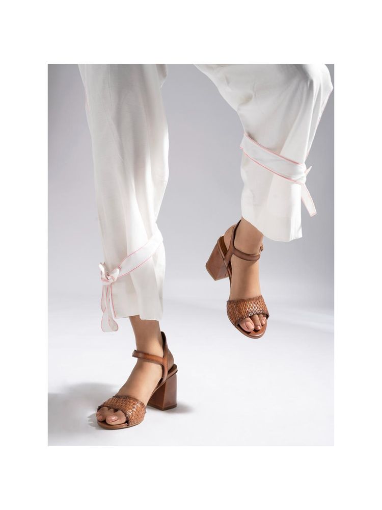 MIORAH Tan Leather Sandal Heels-image-35