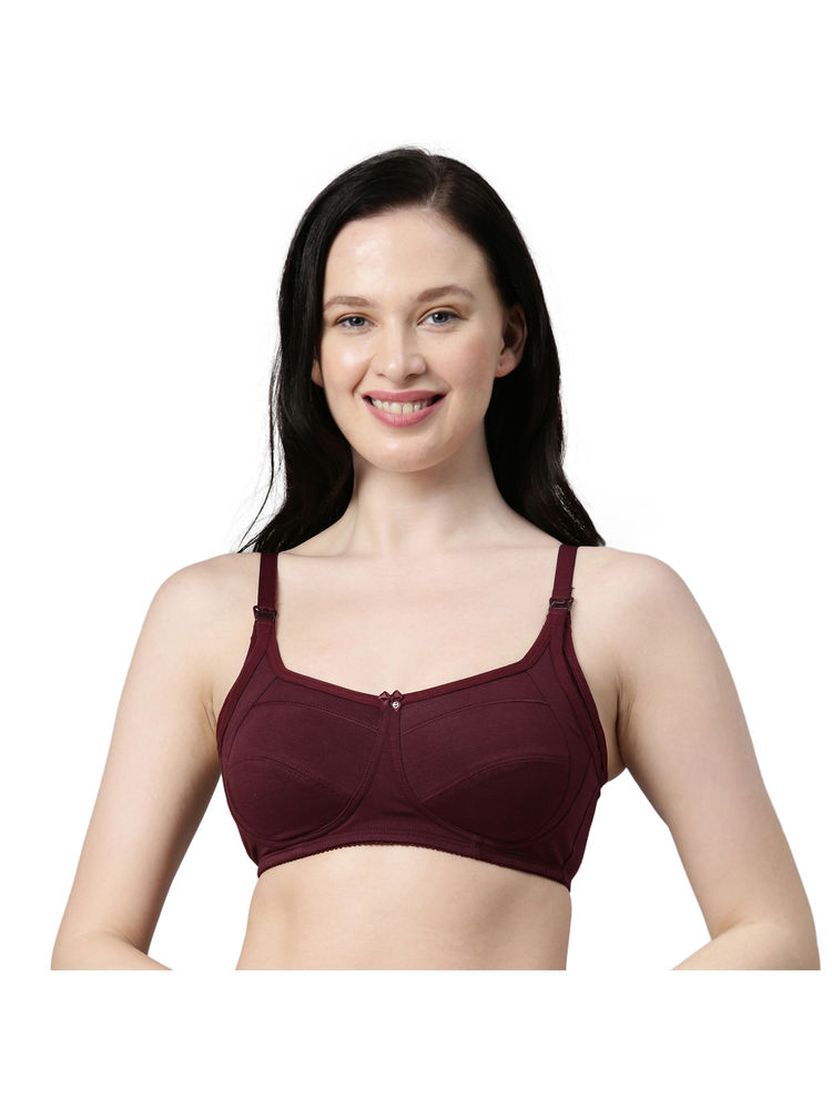 Enamor Women Mt02 Non Padded Wirefree Sectioned Lift & Support Nursing Bra Maroon-image-17