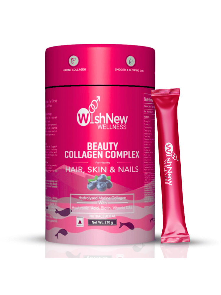 WishNew Wellness Beauty Collagen Complex for Healthy Hair, Skin & Nails - Blueberry Flavor-image-4