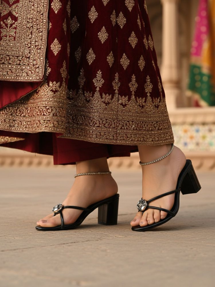 Chaal Chalan Women Black Alina Block Heels-picture-11