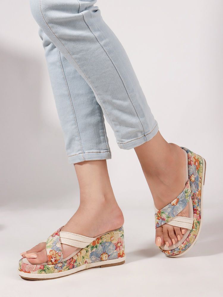 The White Pole Women Cream Wedges Heels-image-24