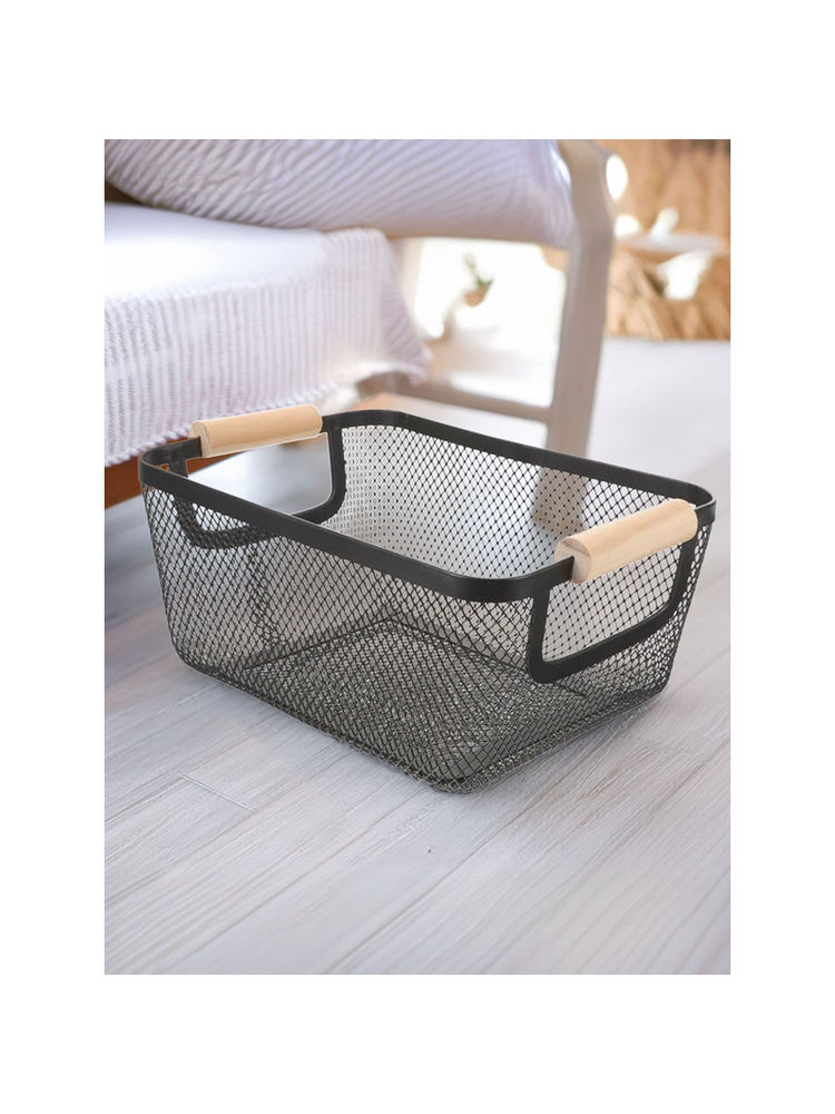 The Better Home Rectangular Metal Wire Basket Black (Small)-picture-20