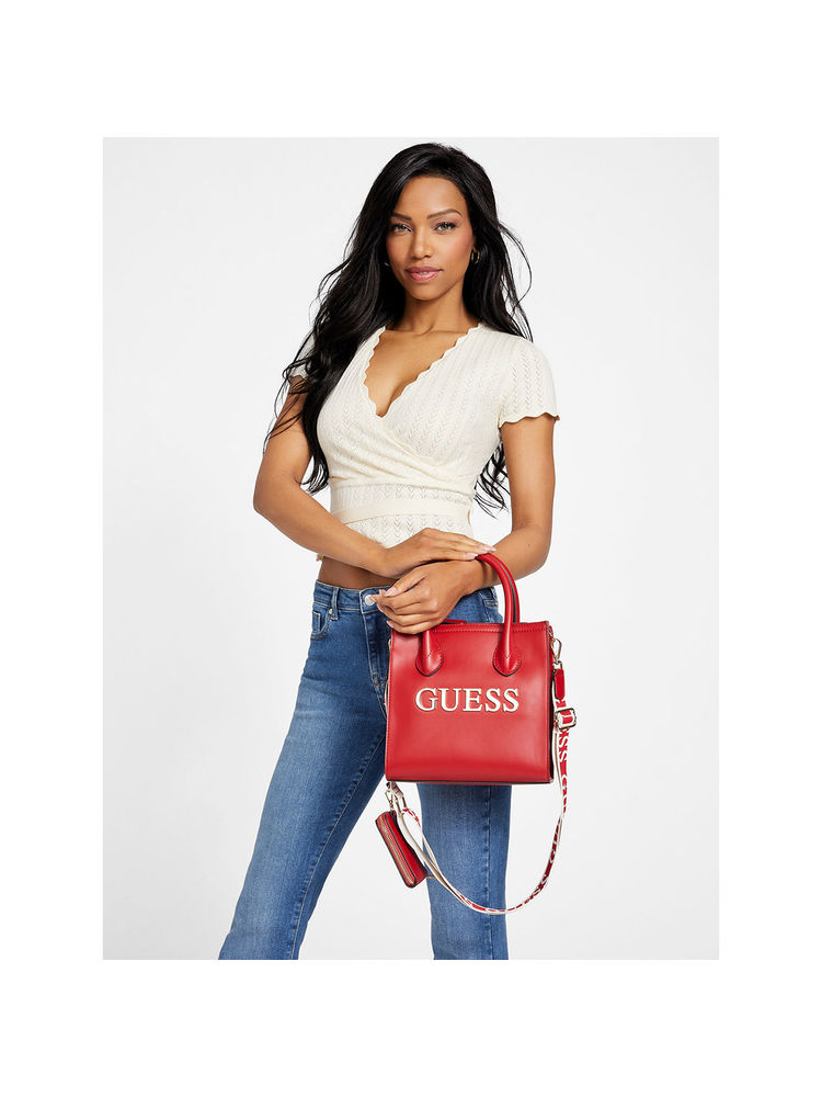 Guess Women Red Satchel with Detachable Strap (Set of 2)-image-49