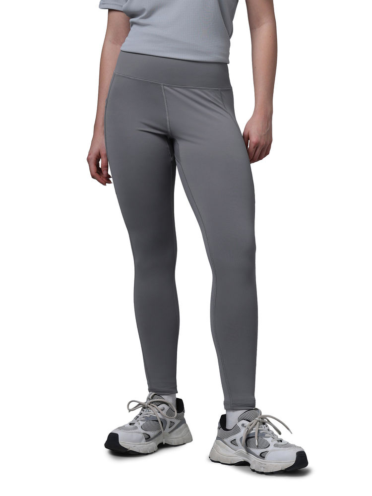 Technosport Women Solid Slim Fit Sports Grey Tights with Elastic Plus-image-12