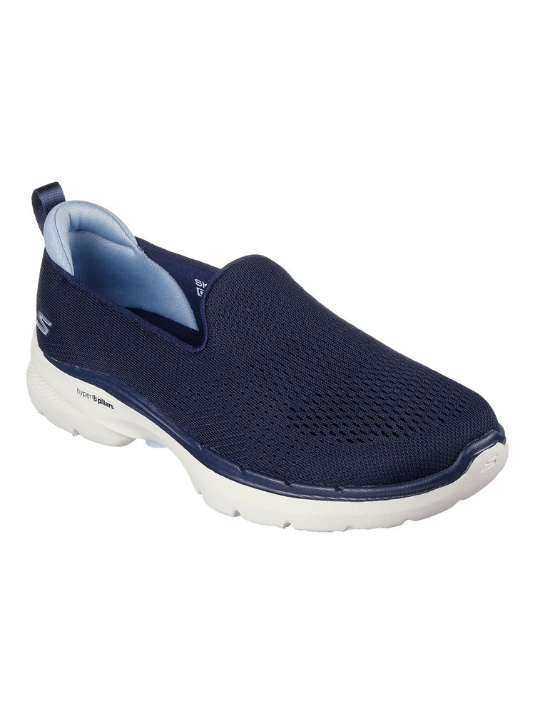 SKECHERS Women Go Walk 6 - Ocean Splash Navy Blue Hot Pink Walking Shoes-picture-18