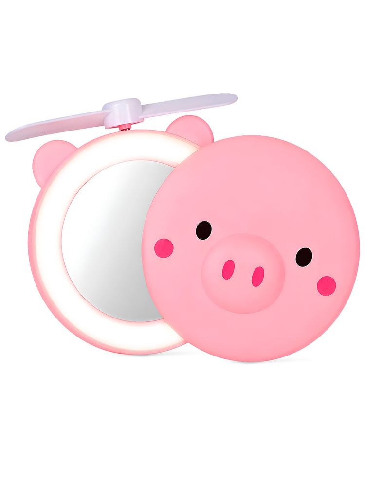 Matra Makeup Mirror With Led Light & Fan Mini Travel Portable Pocket Mirror - Rechargeable & Compact-image-37