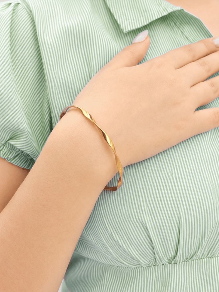 ELRA Gold 18K Gold Plated Golden Twist Bangle-picture-16