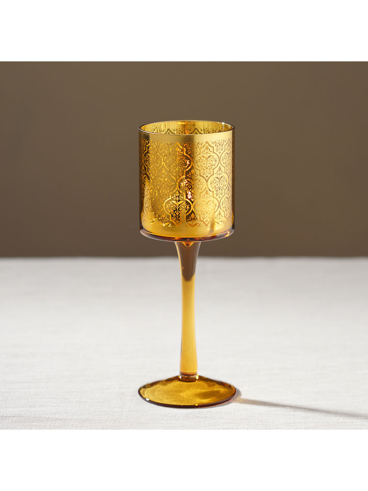 Pure Home + Living Gold Pattern Glass Stem Candle Holder-picture-28