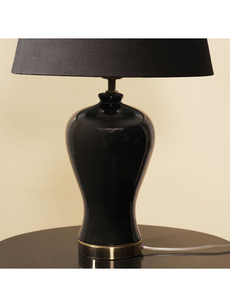 Pure Home + Living Black Glaze Ceramic Lamp Stand (Without Shade)-image-3