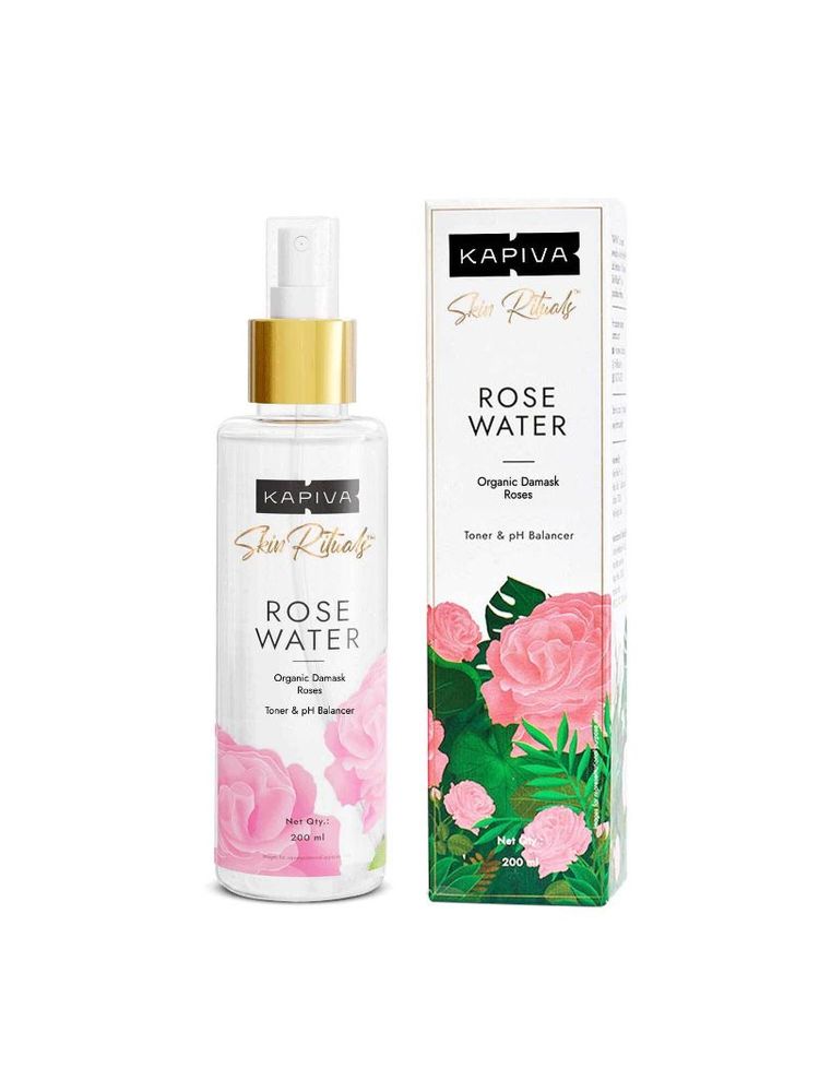 Kapiva Organic Rose Water Spray Toner & Face Mist for Brighter & Hydrated Skin, Oil Control