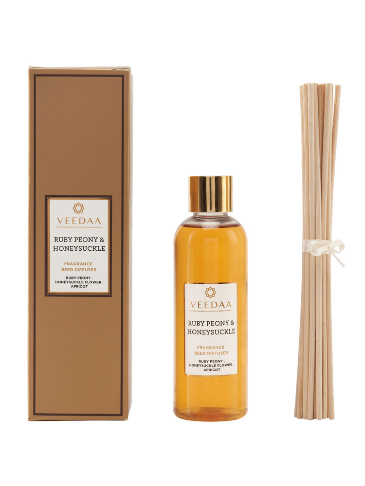 Veedaa Candles Ruby Peony & Honeysuckle Diffuser Oil Refill & Reeds Set