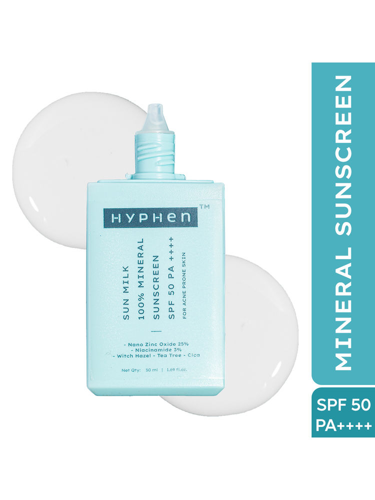 Hyphen Sun Milk 100% Mineral Sunscreen SPF 50 PA++++ 25% Nano Zinc Oxide For Acne Prone, Oily Skin-image-15