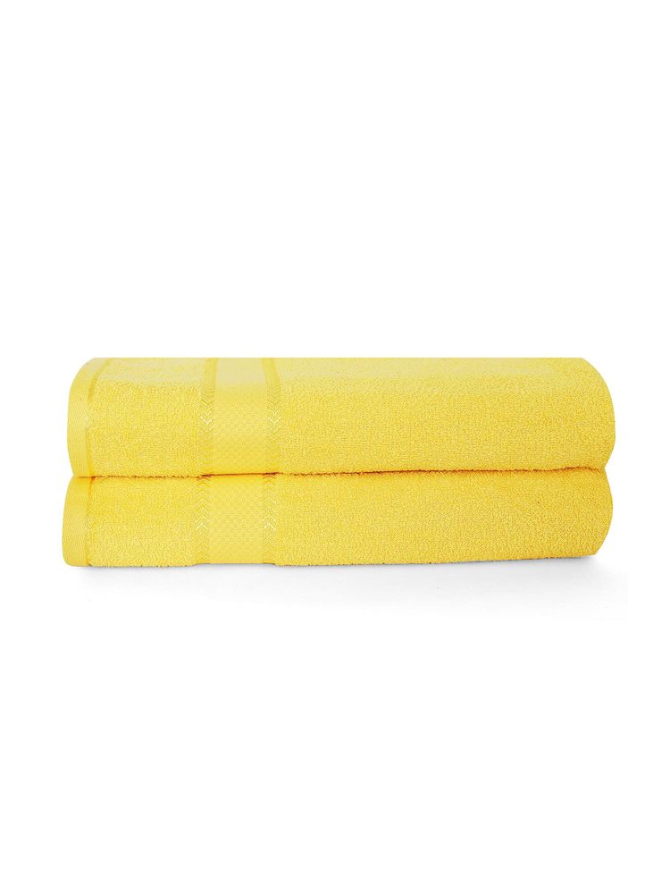Layers Everfresh 100% Cotton 380 GSM Bath Towel Lemonade (Pack of 2)-image-7