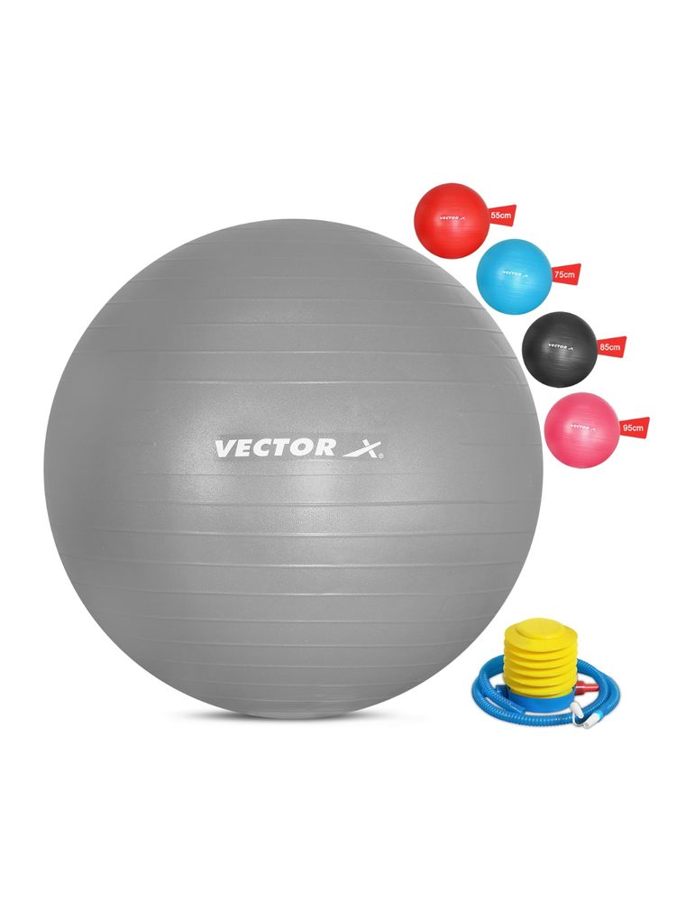 Vector X Exercise Ball - Professional Grade Anti-Burst Ball Yoga Fitness 75Cm Grey-image-3