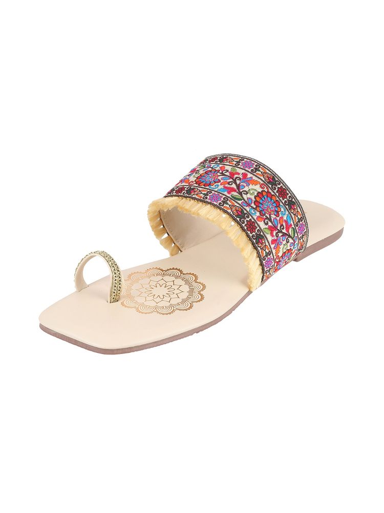 Mochi Beige Festive Kolhapuri Flats-picture-19