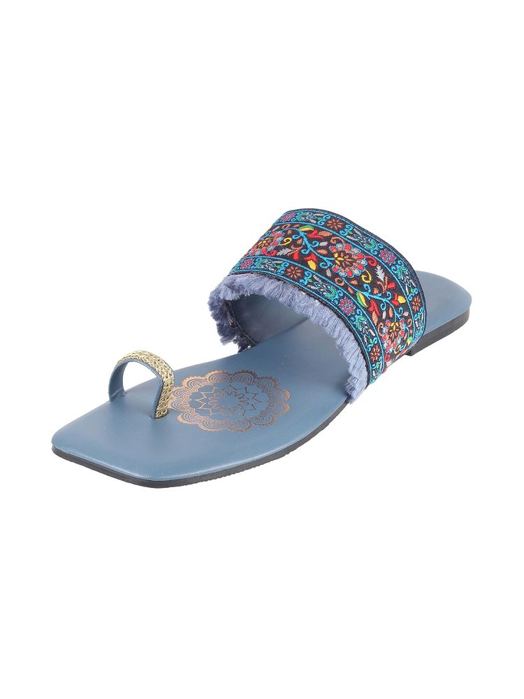 Mochi Blue Festive Kolhapuri Flats-picture-13