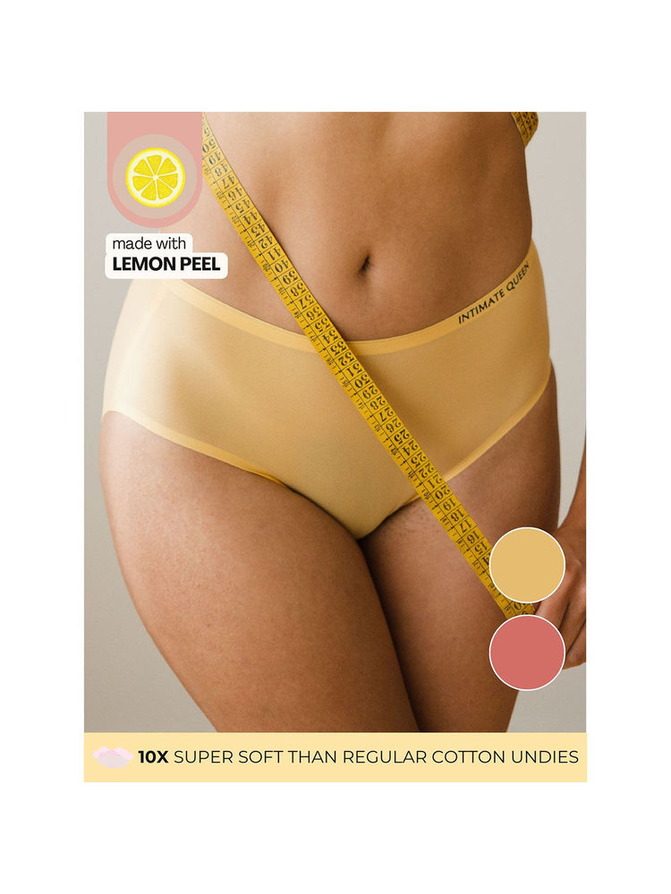 INTIMATE QUEEN Daily Seamless Breezy Basics - Lemon Bae Wellness Briefs - Pack of 2 (Yellow Peach)-picture-16