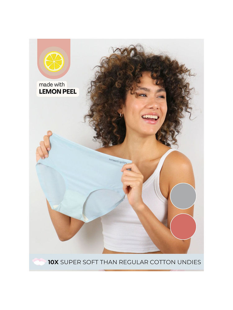 INTIMATE QUEEN Seamless Lemon Quick Dry Lightweight Soft Bikini (Blue Peach) (Pack of 2)-picture-11