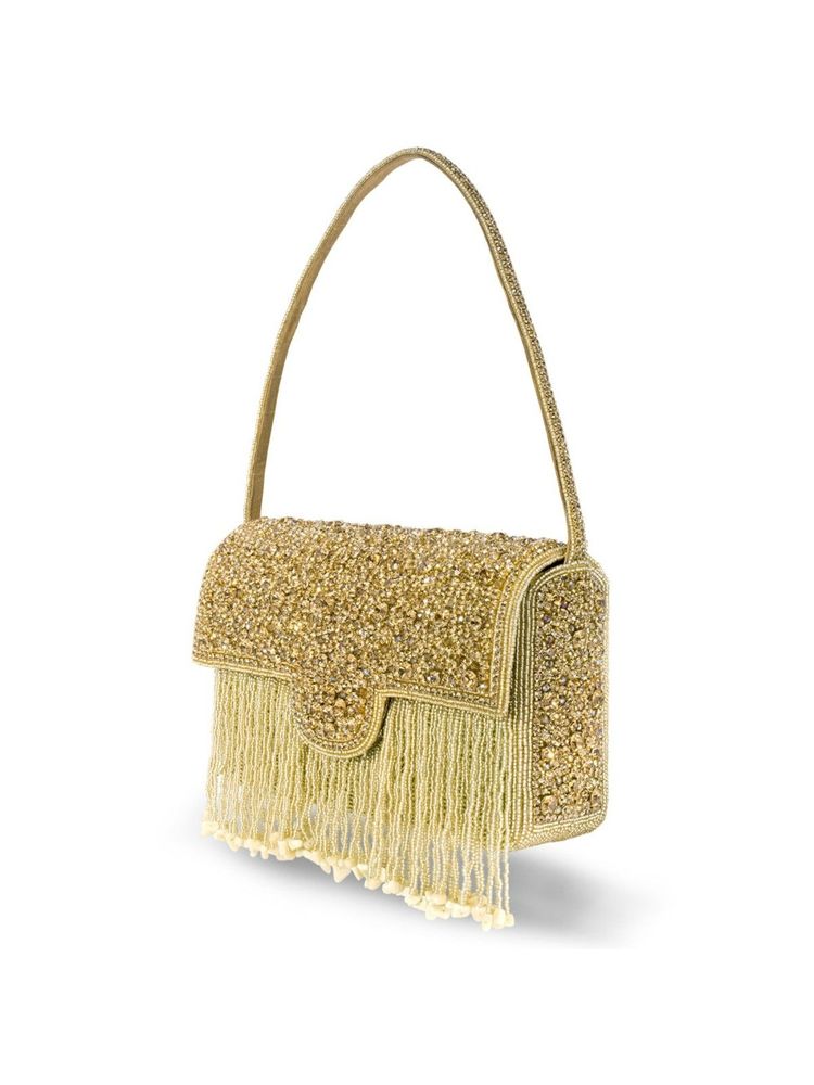 Peora Gold Clutch Purses for Women Stone Studded Handmade Handbags Party Bridal Clutch (C25G)-image-7