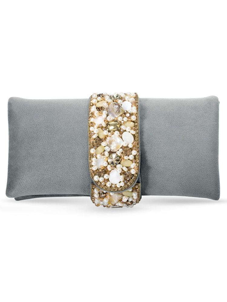 Peora Grey Clutch Purses for Women Handmade Evening Bridal Clutch - C01Gry-image-16