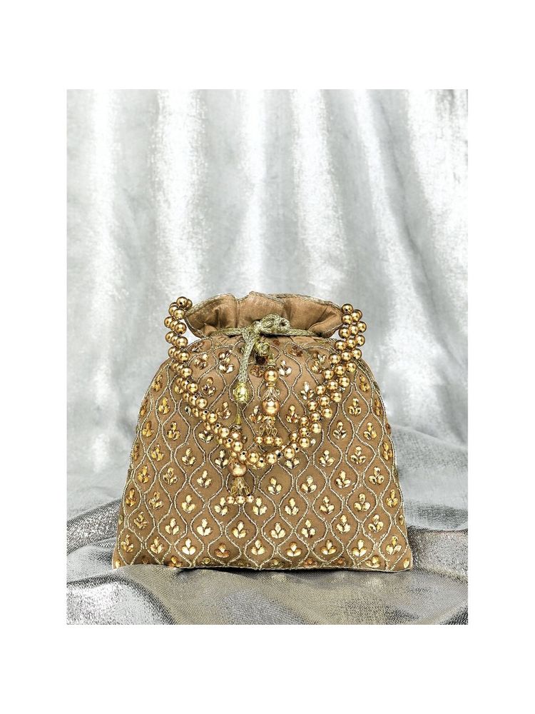 Peora Brown Evening Bridal Potli Bag for Women