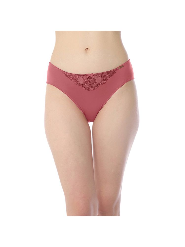 Amante Solid Low Rise Three-Fourth Coverage Sheer Luxe Bikini Panty-Pink-picture-20